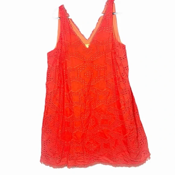 Anthropologie Maeve Eyelet Collection Sleeveless Coral Orange Dress size XL - Picture 2 of 6